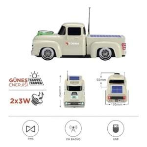 Torima D44 Kamyon Bluetooth Hoparlör FM-USB-TF Destekli Güneş Enerjili Speaker