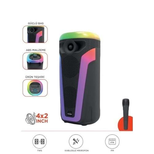 Torima D69 Siyah RGB Ledli Taşınabilir Bluetooth Hoparlör Parti Speaker