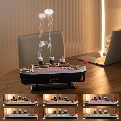 YK Desıgn 299 Titanic Gemi Nemlendirici Renkli Ortam Işığı Hava Nemlendirici Buhar Makinesi Ve Aroma Difüzörü