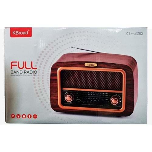 KTF-2262 Işıklı Bluetooth-USB-SD-FM Şarjlı/ Ledli Nostaljik Radyo