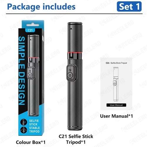Yk Desıgn C21 Taşınabilir Selfie Çubuk Monopod ve Bluetooth Selfie Çubuğu