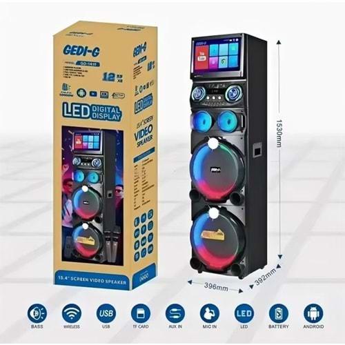 Gedi-G GD-1419 12'' Android Bluetooth 4K LED Ekranlı Karaoke Speaker