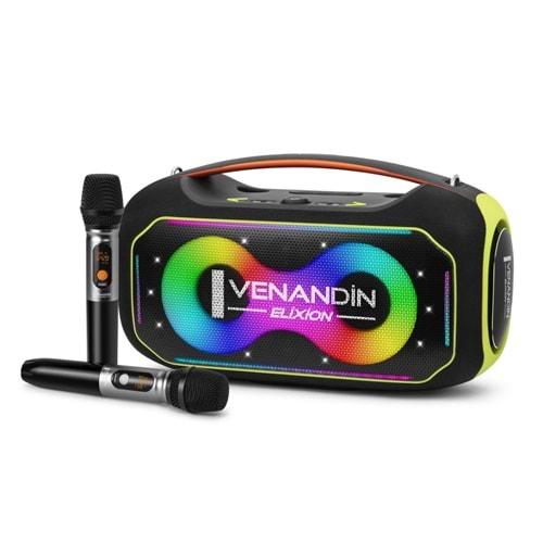 Venandin V-Boom Pulse Ekstra Bass Çift Kablosuz Mikrofonlu Bluetooh Speaker