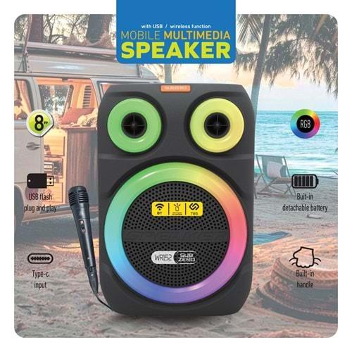 Subzero WR152 RGB Bluetooth/Usb/Sd (TWS Özelliği) Müzik Kutusu Kablolu Miktofon