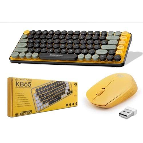 Subzero KB65 2.4ghz Kablosuz Q (Mini) Klavye Ve Mouse Seti Sarı