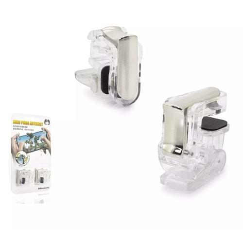 HADRON HDX3583 (GT01) Mobil Oyun Tetiği L1 R1 Alaşım Butonlu Ateş Butonu PUBG Free Fire Uyumlu - Şeffaf