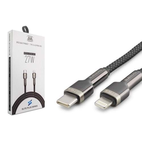 Subzero CL204 27W Örgülü Metal Başlık Type-C to Lightning Elite Plus Serisi