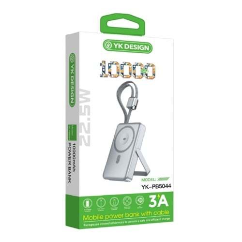 YK Design YK-PB5044 10000 mAh 22.5W Kablolu Lcd Göstergeli Stand Powerbank