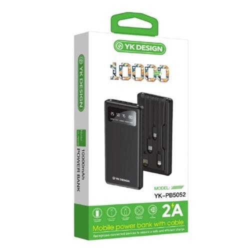 YK Design YK-PB5052 10000 Mah 4lü Kablolu Powerbank