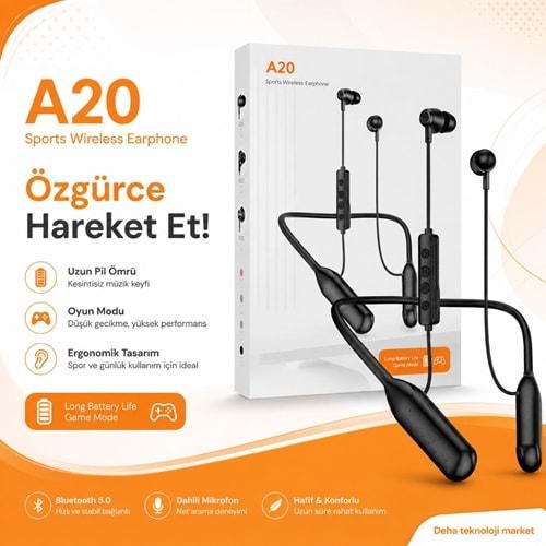 Nexer Plus A20 Boyun Askılı Kablosuz Bluetooth 5.4 Kulaklık Uzun Pil Ömrü Oyun Gaming Modlu