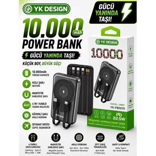 Yk Desıgn PB-5070 10.000 Mah 22.5W Magsafe Powerbank