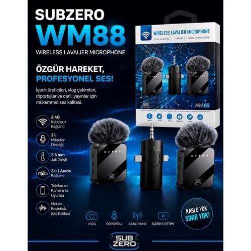 Subzero WM88 Kablosuz Yaka Mini Mic Tak ve Çalıştır Canlı Yayın Vlog Kablosuz Yaka Çift Verici Mikrofon