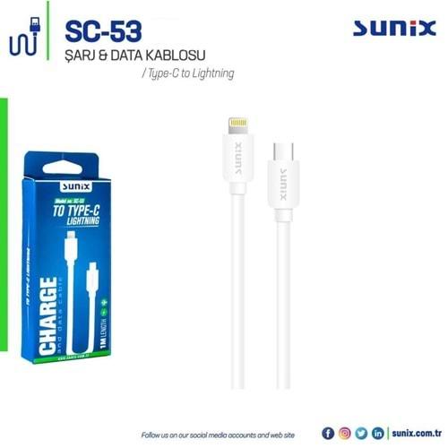 Sunix SC53 Type-C To Lightning Data ve Şarj Kablo
