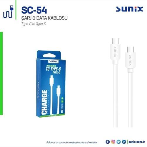 Sunix SC54 Type-C To Type-C Data ve Şarj Kablo