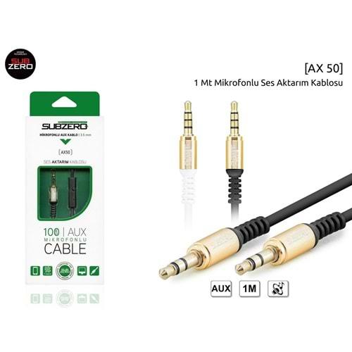 Subzero AX50 1mt Mikrofonlu Aux Kablo