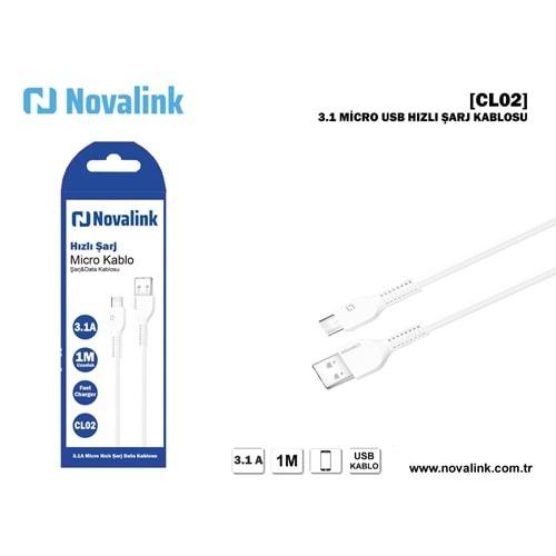 Novalink CL02 3.1A Micro Hızlı Usb Şarj Data Kablosu