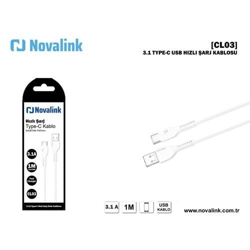 Novalink CL03 3.1A Type-C Hızlı Usb Şarj Data Kablosu