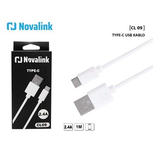 Novalink CL09 2.4A Type-C Hızlı Şarj Data Kablosu 1mt