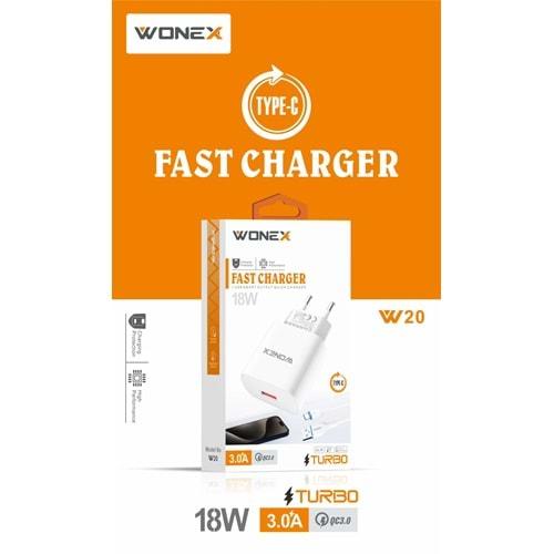 Wonex W20 Type-C Ev Tipi 18W 3.0A Turbo Hızlı Şarj Aleti