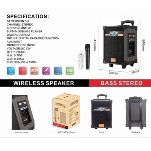 LT-908 BT kablosuz hoparlör Bass ses kutusu Kablosuz Tek Mikrofon