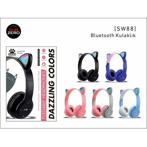 Subzero SW88 Bluetooth Kedi Kulaklık Katlanabilir Kulaklık - Siyah