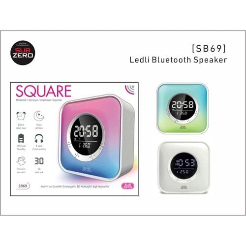 Subzero SB69 Digital Saat/Alarm/Sıcaklık Göstergeli Ledli Bluetooth Müzik Kutusu