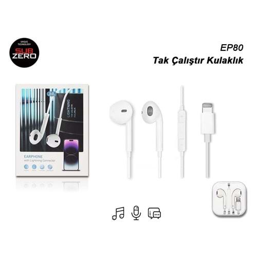Subzero EP80 Lightning SoundPower Earpods Kablolu Kulaklık Beyaz Tak Çalıştır