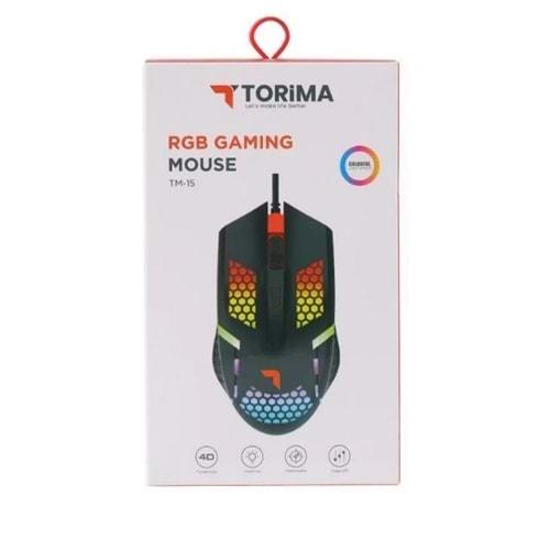 Torima TM-15 USB RGB Aydınlatmalı Gaming Oyuncu Mouse Siyah