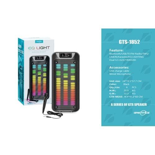 Grecıtnice GTS-1852 RGB Bluetooth/Usb/Sd/Fm Müzik Kutusu Mikrofonlu