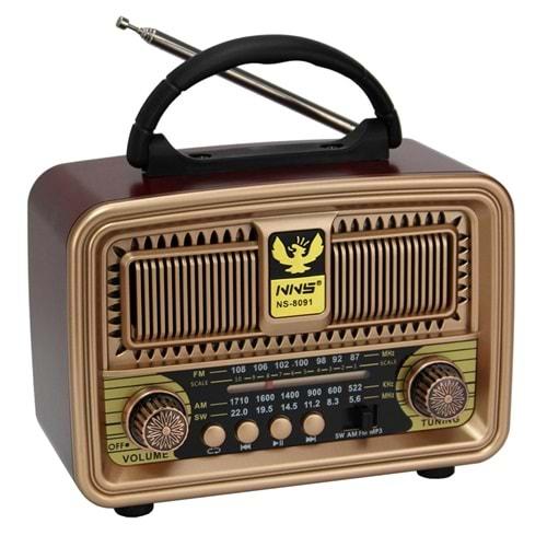 NNS NS-8091BT Bluetooth-USB-SD-FM Şarjlı Nostaljik Radyo