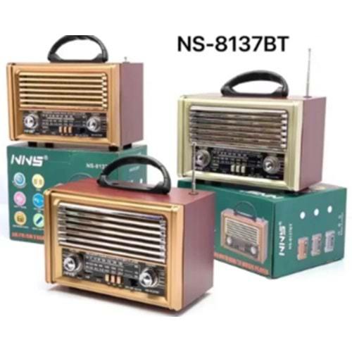 NNS NS-8137BT Bluetooth-USB-SD-FM Şarjlı Nostaljik Radyo