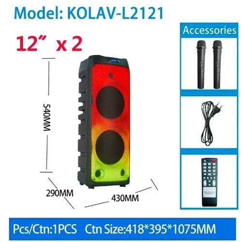 Kolav-L2121 Mikrofonlu Kumandalı Rgb Ledli Taşınabilir Bluetooth Hoparlör Usb-Tf-Fm Radyo