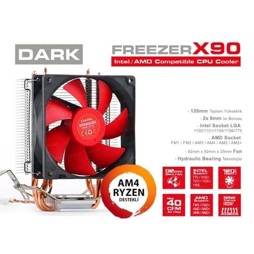 Dark Freezer X90 Intel 1200/AM4/AM5 İşlemci Soğutucu Fan [DKCCX90] Kule Tipi