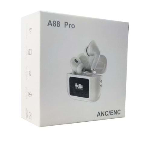 A88 PRO ANC Ekranlı Yeni Nesil Beyaz Bluetooth Kulaklık