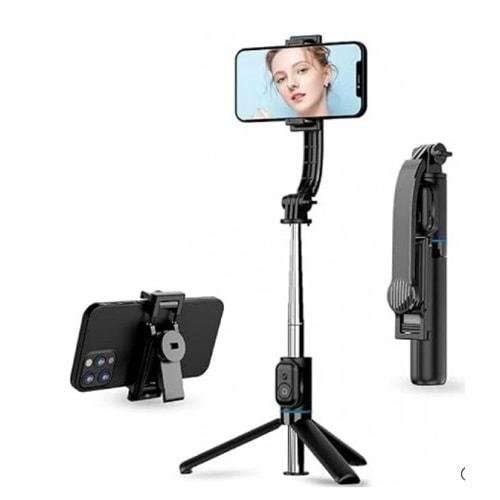 C01 Çok Amaçlı Selfie Çubuğu Masa Üstü Tripod Kumandalı Selfie 360 Derece Dönebilir 107 Cm