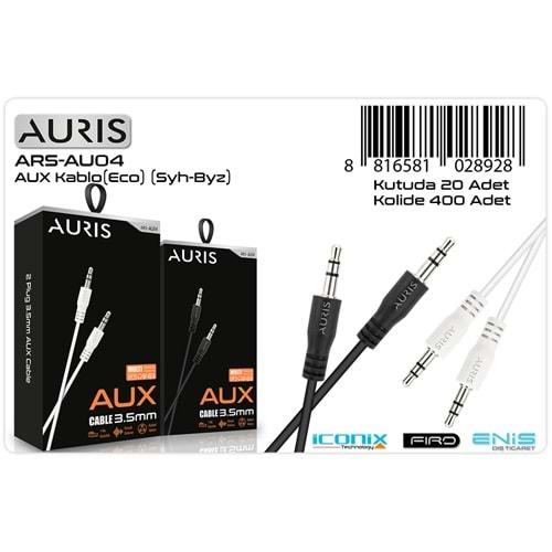 Auris ARS-AU04 Siyah/Beyaz 1mt Aux Kablo