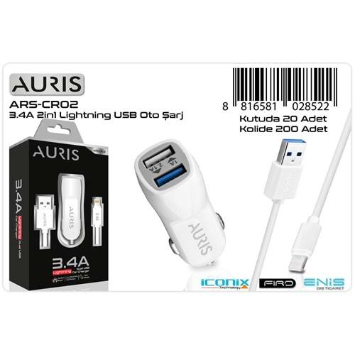 Auris ARS-CR02 3.4A Lightning Araç Şarj Aleti