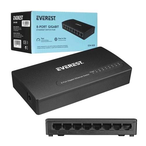 Everest EVERLINK ESW-808 8 Port 10/100/1000Mbps Gigabit Ethernet Masaüstü Ethernet Switch Hub