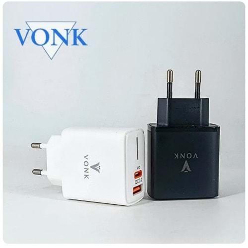 Vonk CD-09 PD 20W 3A Beyaz Fast Şarj Başlığı