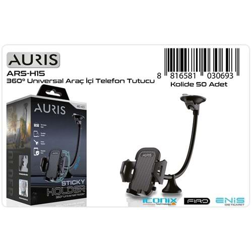 Auris ARS-H15 360 Derece Cam Vantuzlu 35mm Uzun Araç İçi Telefon Tutacağı