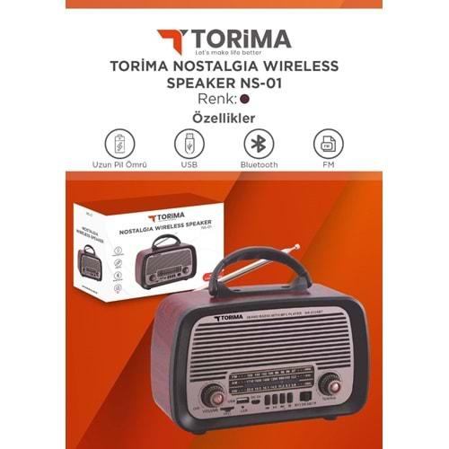 Torima NS-01 Nostalji Wireless 5.3 Bluetooth Hoparlör