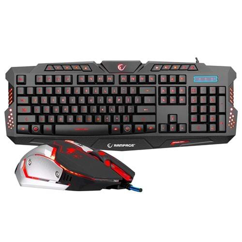 Rampage KM-R77 Siyah Usb 3 Farklı Ledli Gaming US Layout English Multimedia Klavye + Mouse Set