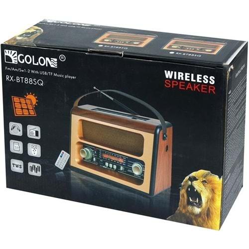 GOLON RX-BT88SQ Bluetooth-USB-SD-FM Şarjlı/ Ledli Nostaljik Radyo