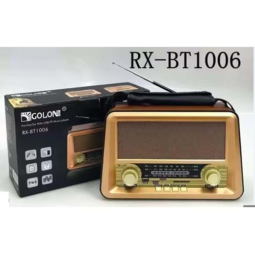 GOLON RX-BT1006 Bluetooth-USB-SD-FM Şarjlı/ Ledli Nostaljik Radyo