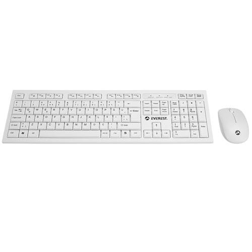 Everest KM-6121 Beyaz Kablosuz Q Slim Klavye + Mouse Set