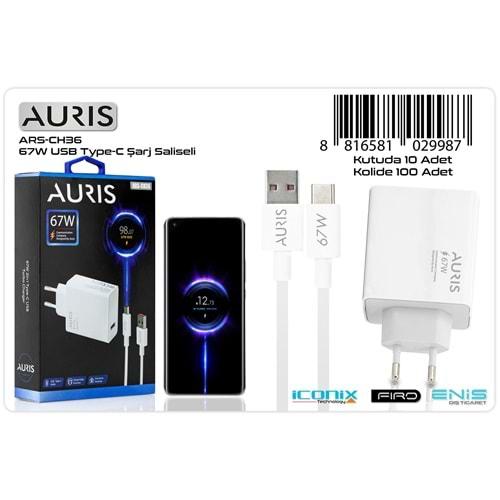 Auris ARS-CH36 67W Type-c Saliseli Turbo Şarj Aleti