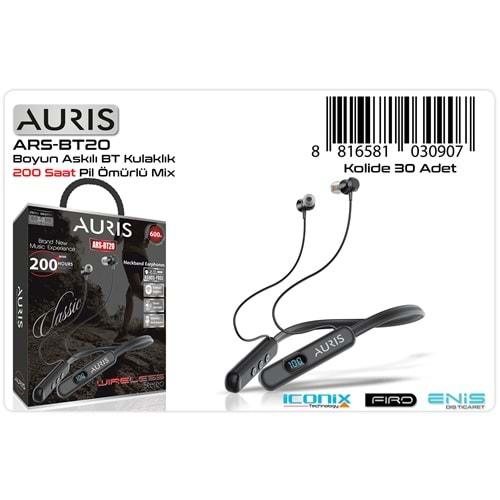 Auris ARS-BT20 200 Saat Lcd Ekranlı Boyun Askılı Bluetooth Kulaklık