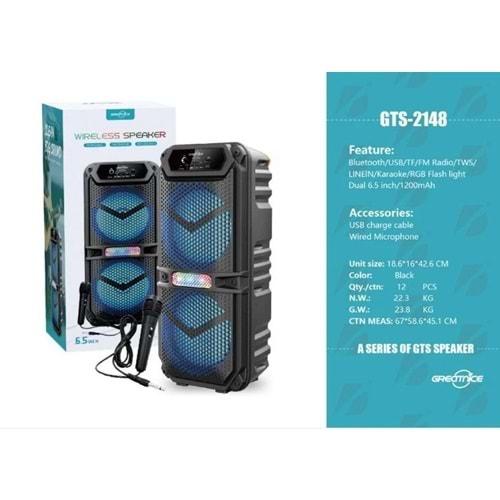 GTS-2148 RGB Mikrofonlu Ledli Bluetooth Speaker Usb-Tf-Fm