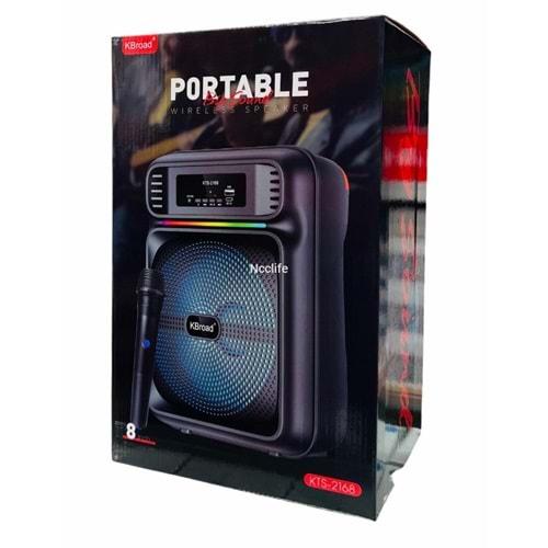 KTS-2168 Kablosuz Mikrofonlu Ledli Bluetooth Speaker Usb-Tf-Fm