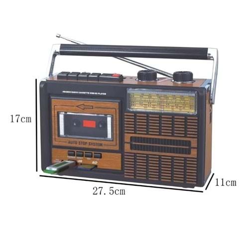 FB-319BT USB SD MP3 Çalar Bluetooth Şarjlı Nostaljik Radyo Kaset Çalar